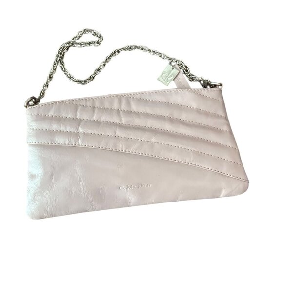 Calvin Klein Partial Quilted Leather Bag with Silver Chain Lilac - Picture 4 of 9